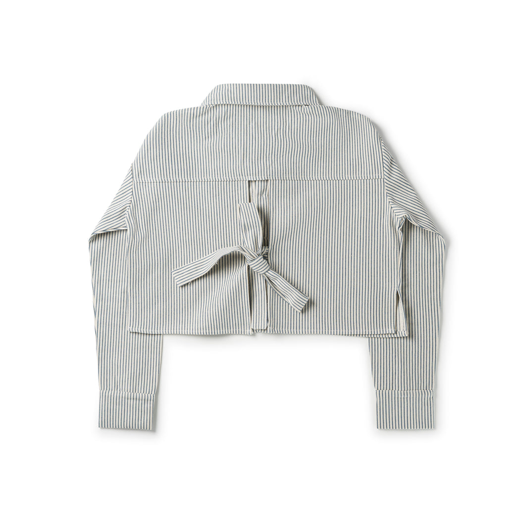 Birnham On The Sea Teen Bow Shirt - Blue Stripe