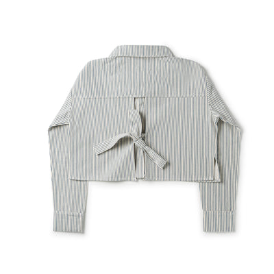 Birnham On The Sea Teen Bow Shirt - Blue Stripe