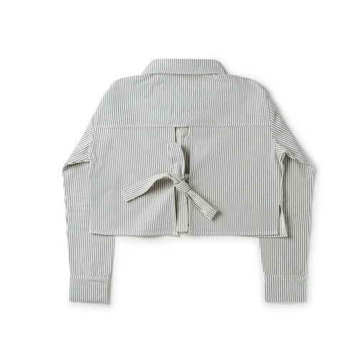 Birnham On The Sea Teen Bow Shirt - Blue Stripe