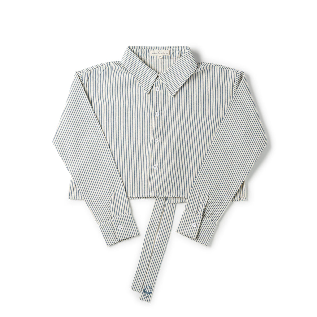 Birnham On The Sea Teen Bow Shirt - Blue Stripe