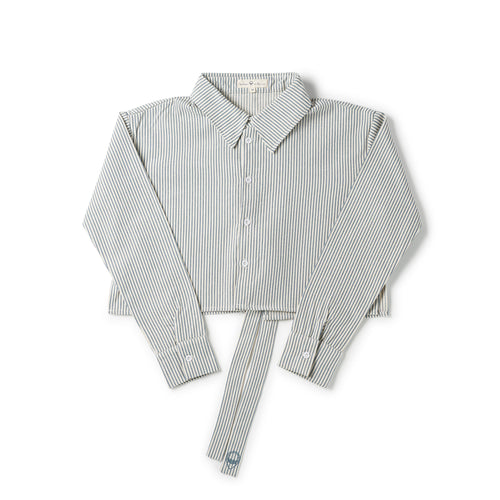 Birnham On The Sea Teen Bow Shirt - Blue Stripe