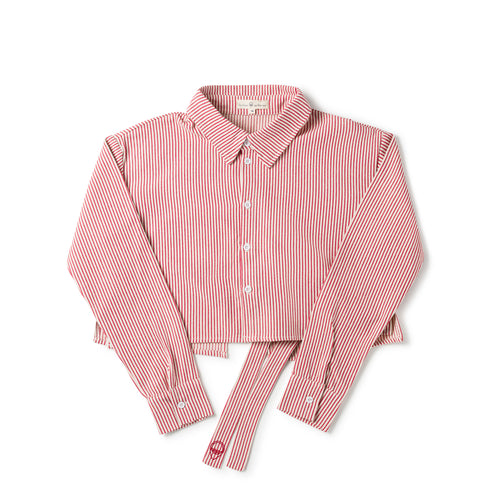 Birnham On The Sea Teen Bow Shirt - Pink Stripe