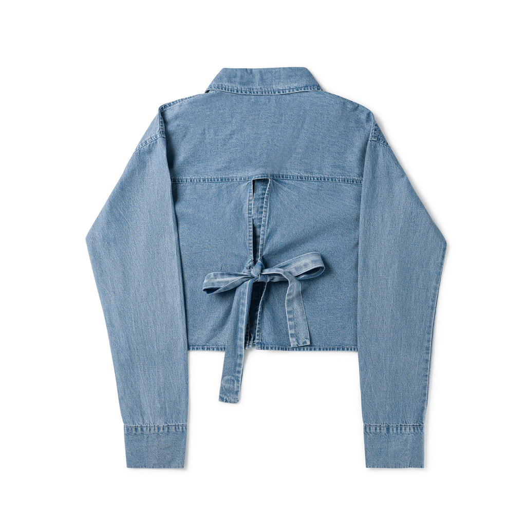 Birnham On The Sea Teen Bow Shirt - Stonewash Denim