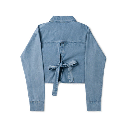 Birnham On The Sea Teen Bow Shirt - Stonewash Denim