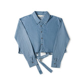 Birnham On The Sea Teen Bow Shirt - Stonewash Denim