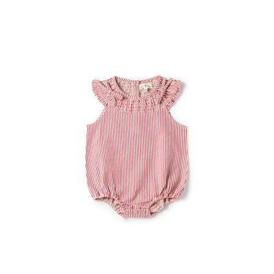 Birnham On The Sea Smocked Romper - Pink Stripe