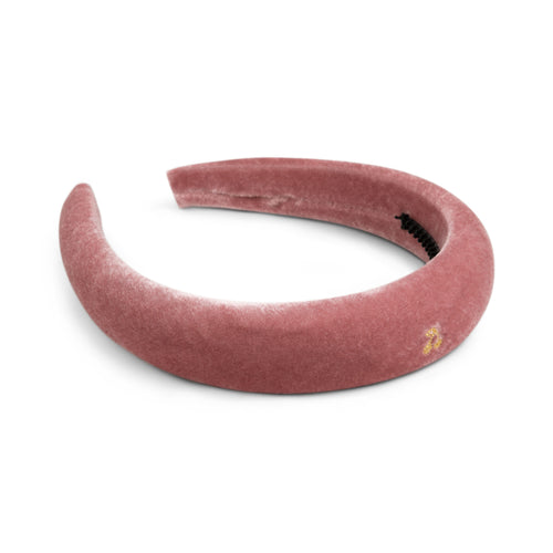 Le Enfant Gold Thread Cherry Velvet Hairband - Pink