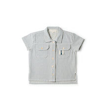 Load image into Gallery viewer, Birnham On The Sea Boys Button D Shirt - Blue Stripe