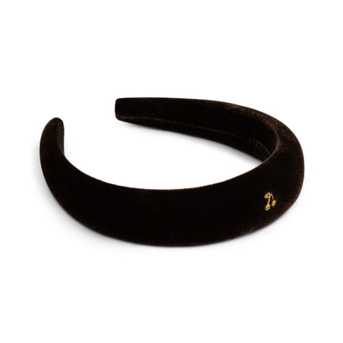 Le Enfant Gold Thread Cherry Velvet Hairband - Brown