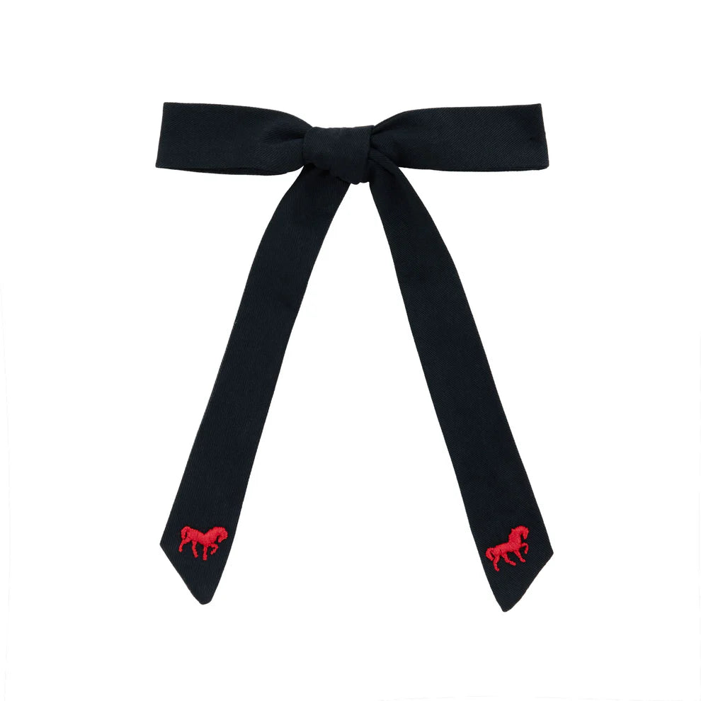 Le Enfant Petite Épopée Embroidered Medium Bow - Navy