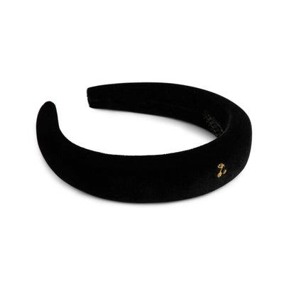 Le Enfant Gold Thread Cherry Velvet Hairband - Black