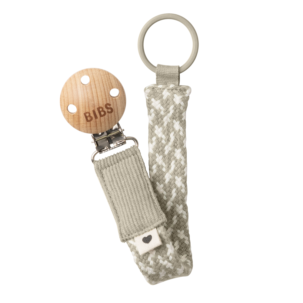 Bibs Pacifier Braided Clip - Sand/Ivory