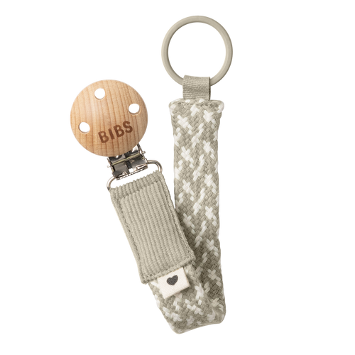 Bibs Pacifier Braided Clip - Sand/Ivory