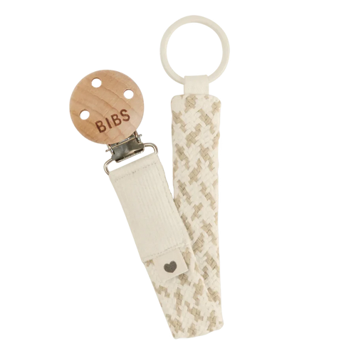 Bibs Pacifier Braided Clip Ivory/Vanilla