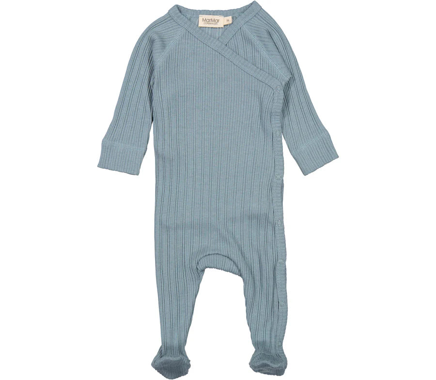 Marmar Modal Pointelle Rib Footie - Blue Dove