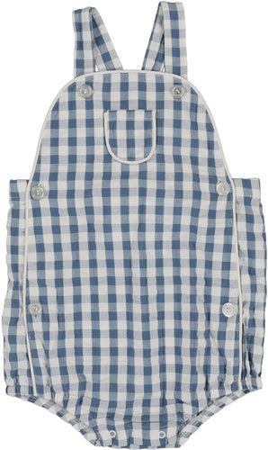 Lil Legs Gingham Suspender Romper - Bright Blue
