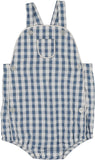Lil Legs Gingham Suspender Romper - Bright Blue