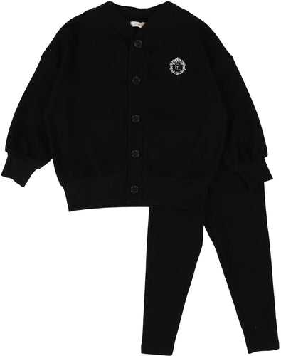 Lil Legs Cardigan Lounge Set - Black