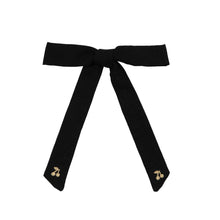 Load image into Gallery viewer, Le Enfant Gold Thread Cherry Embroidered Bow - Black