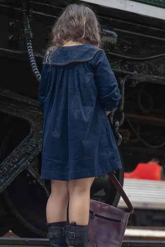 Mini Moda Heirloom Collar Dress - Navy