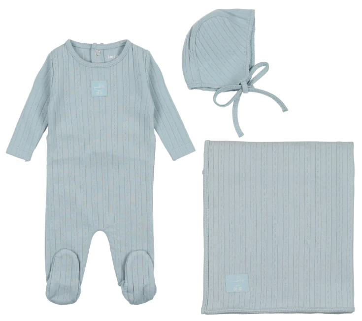 Bee & Dee Classic Pointelle Collection Set -Blue Fog