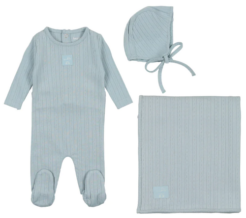 Bee & Dee Classic Pointelle Collection Set -Blue Fog