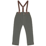 Calla Lili Boys Denim Pants With Suspenders - Green