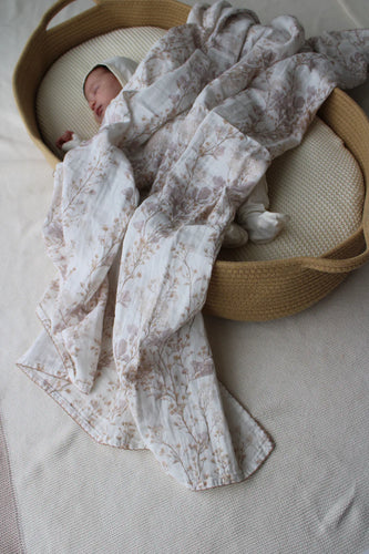 Little Threads Delicate Neutral Branches Muslin Blanket