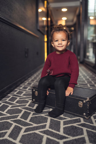 Byke Buckle Pocket Knit Crewneck - Wine