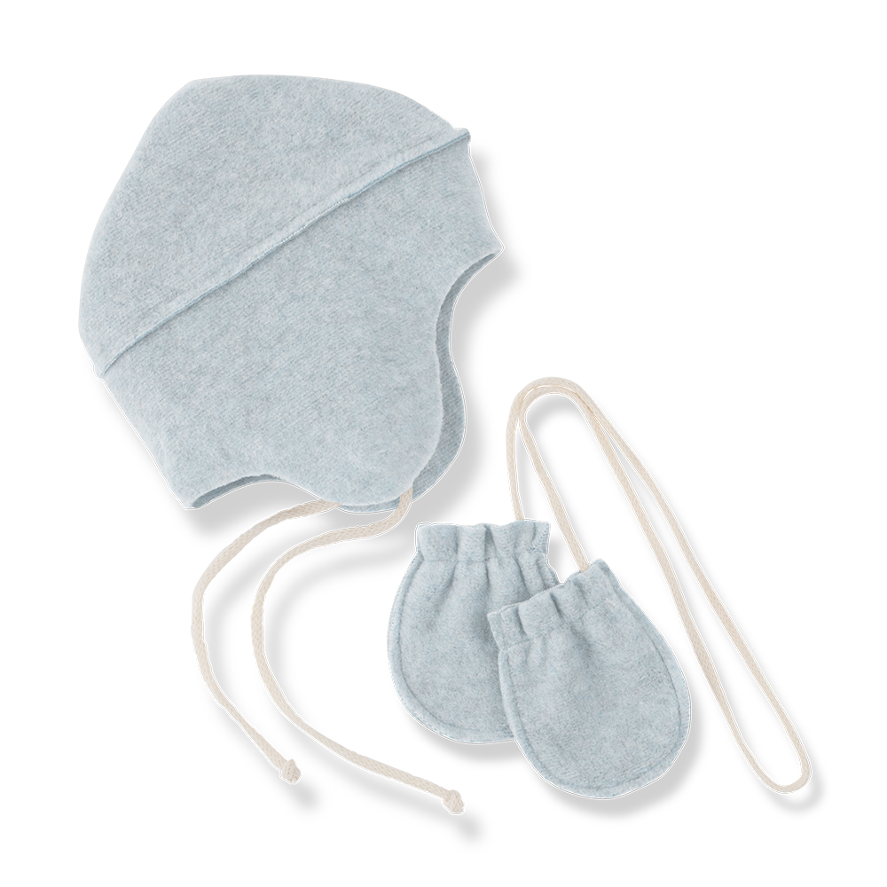 1+ In the Family Albi Beanie & Mittens - Ciel