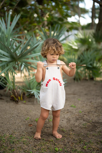 Coco Blanc Graphic Overalls - Tan Striped RUNS BIT SMALL