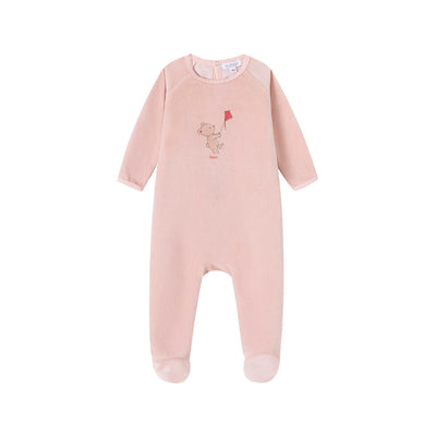 Oubon Bear And Kyte Velour Footie - Pink