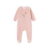 Oubon Bear And Kyte Velour Footie - Pink