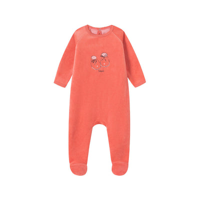 Oubon Bootie Print Velour Footie - Pink