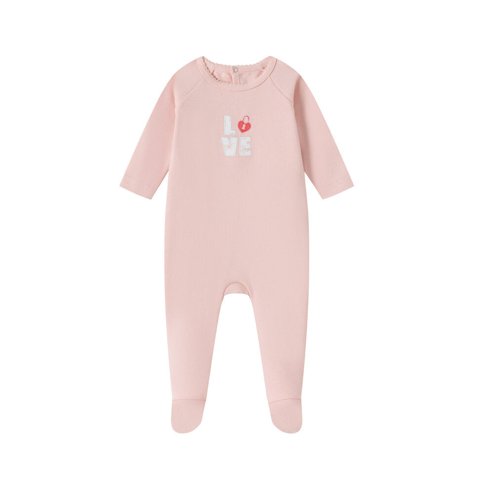 Oubon Love Patchwork Footie - Pink