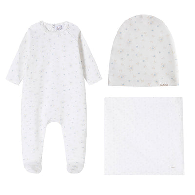 Oubon Floral Cluster Print Layette Set - Blue
