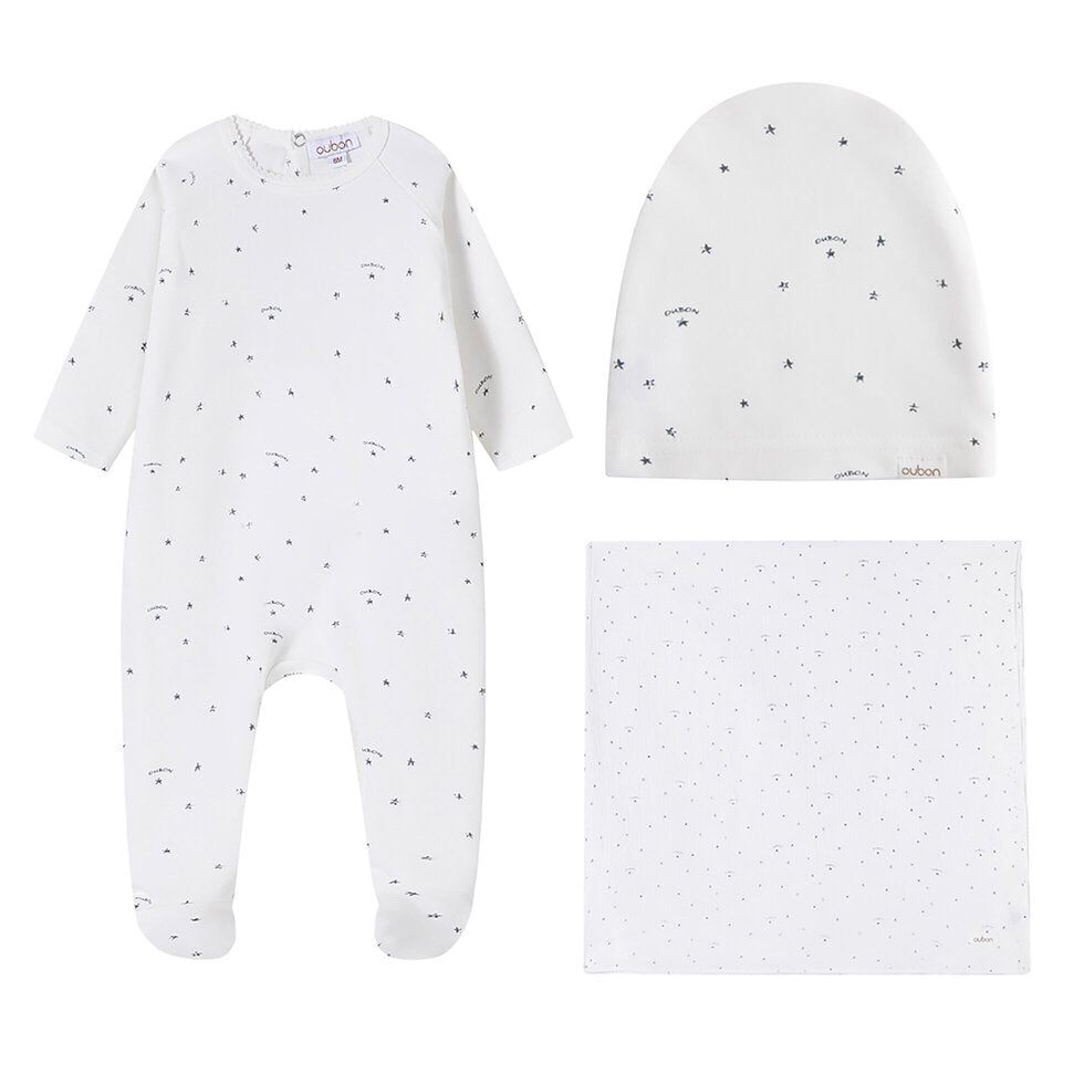 Oubon Logo And Star Print Layette Set - Blue