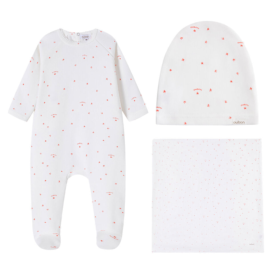 Oubon Logo And Star Print Layette Set - Pink
