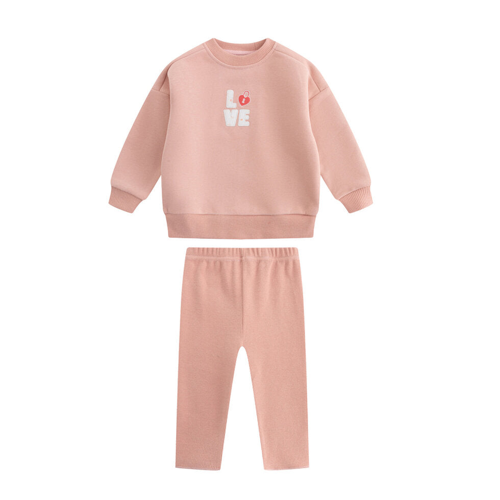 Oubon Love Patchwork Sweat Set - Pink