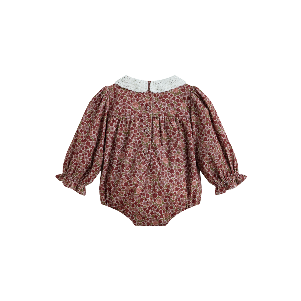 Cera Una Volta Frances Romper - Burgundy Flower
