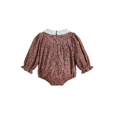 Cera Una Volta Frances Romper - Burgundy Flower