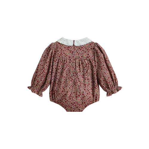 Cera Una Volta Frances Romper - Burgundy Flower