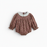 Cera Una Volta Frances Romper - Burgundy Flower