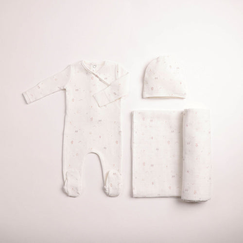 Bee & Dee Girls All Things Baby Printed Layette Set - Chalk White