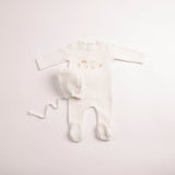 Bee & Dee Boys All Things Baby Velour Footie And Bonnet - Chalk White