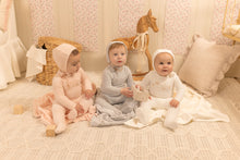 Load image into Gallery viewer, Bee &amp; Dee All Things Baby Velour Footie And Bonnet - Dusty Blue