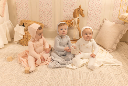 Bee & Dee All Things Baby Velour Footie And Bonnet - Dusty Blue