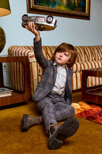 Le Bourdon Plaid Print Blazer - Grey