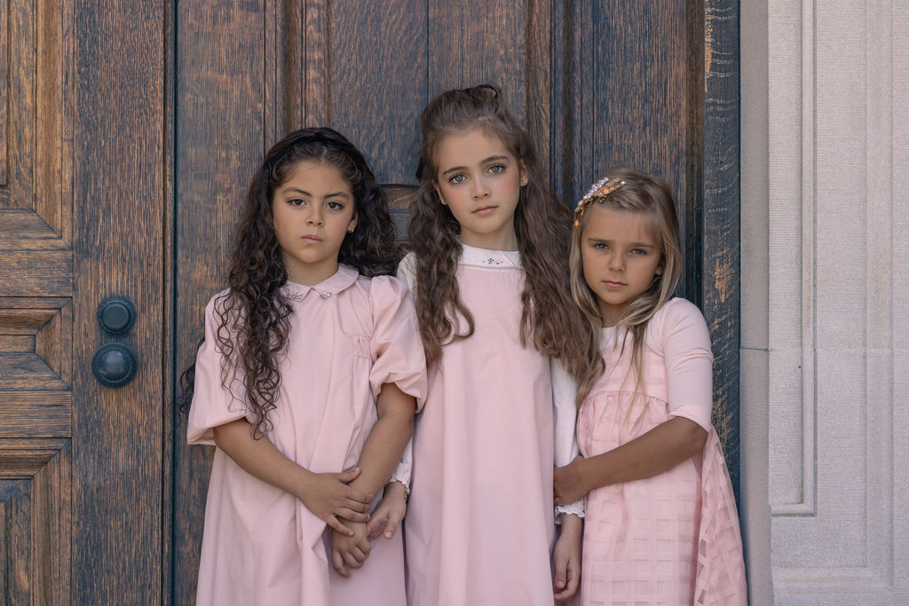 Little Tempest Taffeta Party Dress With Collar - Antique Pink