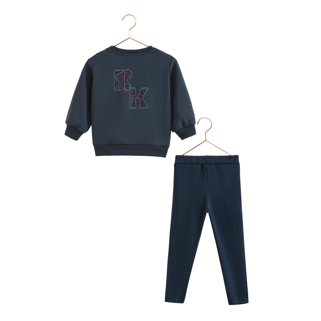 Retro Kid Arden Scuba Baby Boy Sweat Set - Indigo
